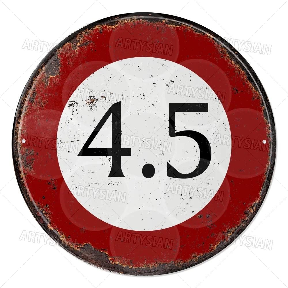 Vintage Retro Traffic Signs Collection HD Print Metal Tin Sign Featuring Unique Circular Warning Prohibition Plates (No C