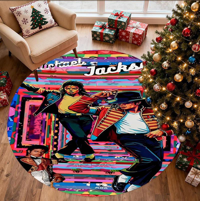 Michael Jackson Muster Runder Teppich, Innen-/Außenmatte, für Picknick, Spielzimmer, Schlafzimmer, Büro, Wohnzimmer, Heimdeko Teppich, Geburtstagsgeschenk