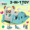 Combination Slide 4-in-1 Kids Rocking Toy, Portable for Children, Horse Long with Basketball Hoop, Convertible Freestanding Age 1-6 Boys And