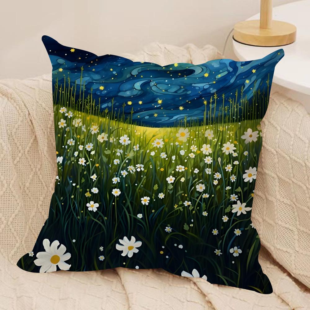 Midsummer Nights Flowers Cushion Cover Silky Short Plush DoubleSided Printed Pillow Case for Sofa All Seasons Home Decor Gift