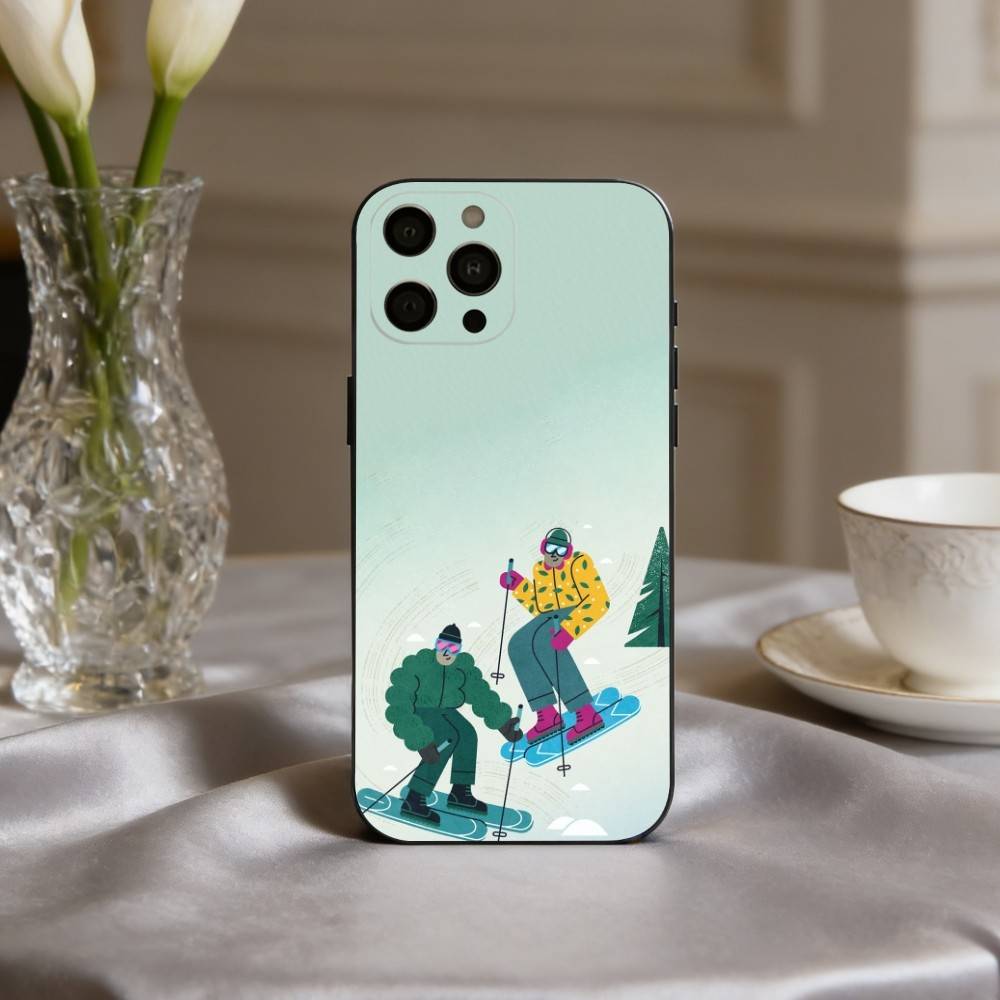 S-Schneeberg S-Skifahren Ski Handyhülle Für iPhone 17pro, 16,15,14,13,12,11 X XR Plus,Andere Weiche Schwarze Hülle