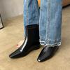 Wedge Platform Boost Stretch Skinny Boots Women's Square Toe Soft Leather Rear Zipper Vintage Versatile Booties