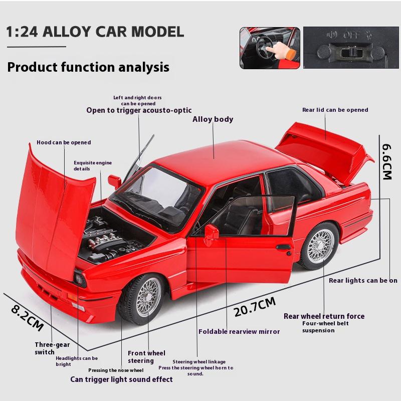 1/24 BMW M3 E30 IM Alloy Miniature Car Diecast Metal Model Collection Hobbies Birthday Present with Friend Decoration Classic Car GT