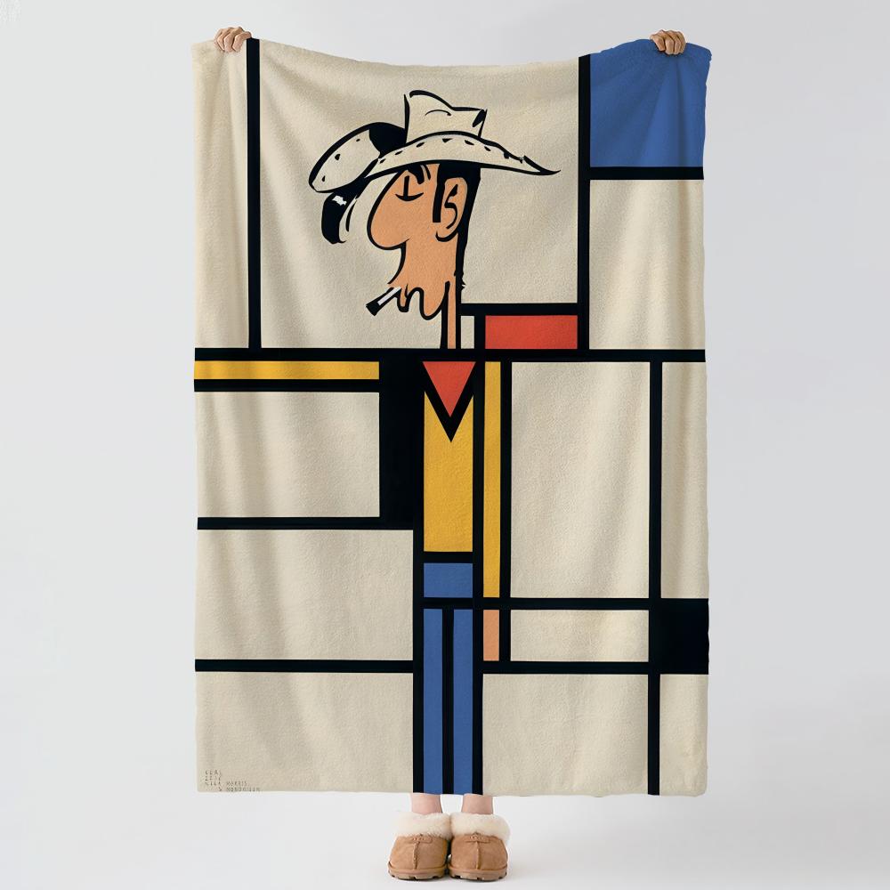 Cartoon L-Lucky Luke-e Throw Thick Comfort Flannel Quilt, Multi-scene Use Indoor Outdoor Daily Nap