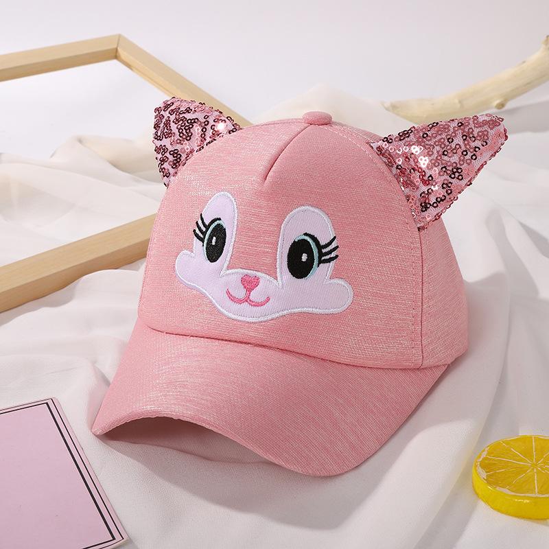 Adjustable Breathable Children Boys Girls Rabbit Sequined Net Mesh Modeling Baseball Cap Travel Cool Sunshade Sun Protection Hat children 2-8 years old