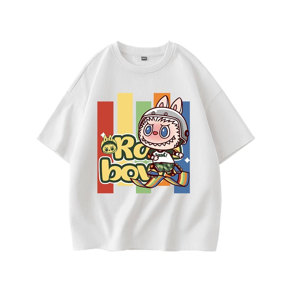 LABUBU Children's T-shirt, Girls' Fashionable Round Neck Short Sleeved Shirt, Multiple Color Options for Tops