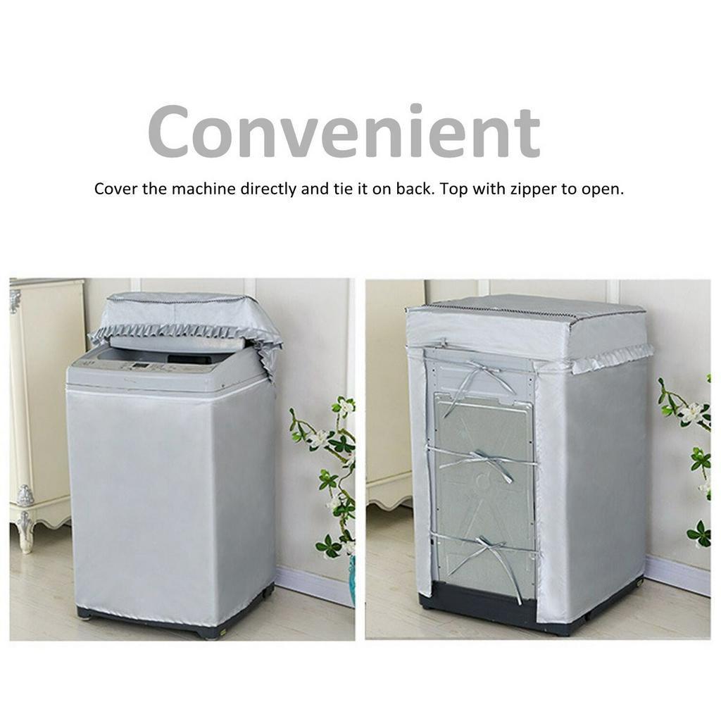 New Automatic Sunscreen Protector Case Polyester Silver Roller Dustproof Covers Waterproof Home Silver Washing Machine Dryer Top Cover