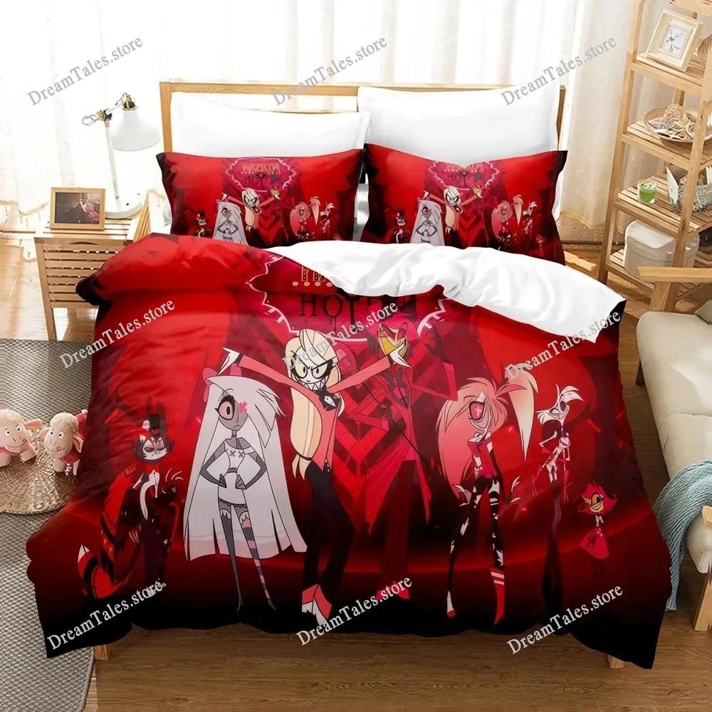 Fashion Cartoon Hazbinel Bedding Set Duvet Cover Set with Pillowcase Twin Full Queen King Bedclothes Bed Linen Home Textiles