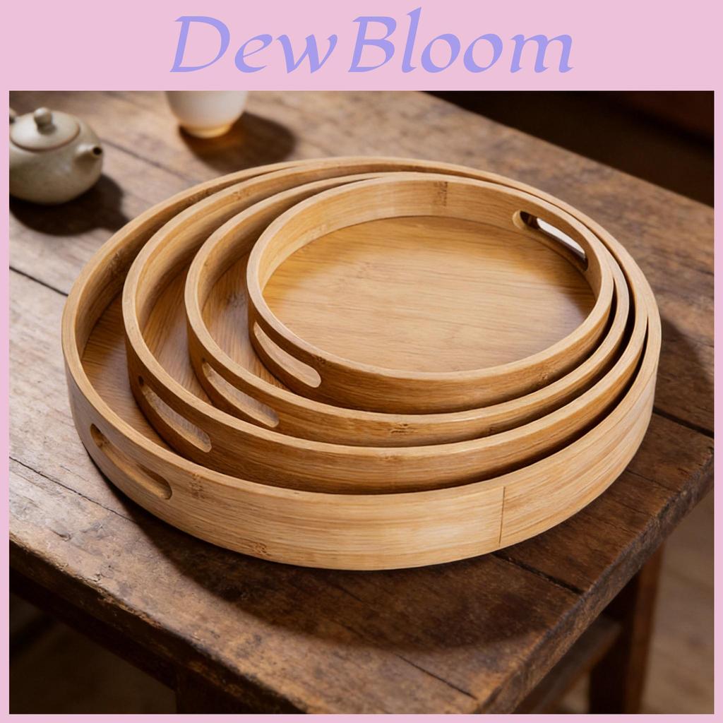 Bamboo Tray Round Handcrafted Tea Serving Plate For Home Tea Sets