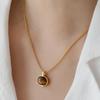 Elegant 18K Gold Plated Tiger's Eye Pendant Necklace with S925 Sterling Silver for Women