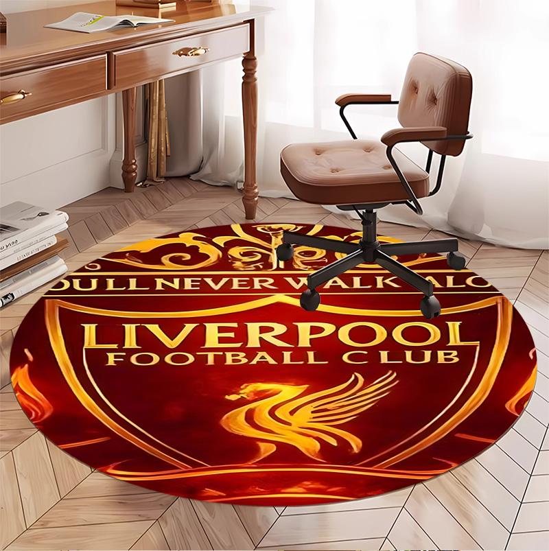 Liverpool F.C Pattern Round Rug, Indoor/Outdoor Mat, for Picnic, Gameroom, Bedroom, Office, Living Room, Home Decor Carpet, Birthday Gift