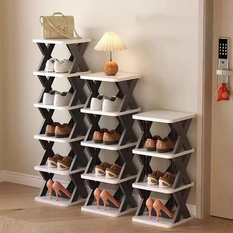 Durable Plastic Shoe Rack for Entryway Stackable Dustproof Shoes Storage Vertical Sturdy Shoe Organizer Home Organizer