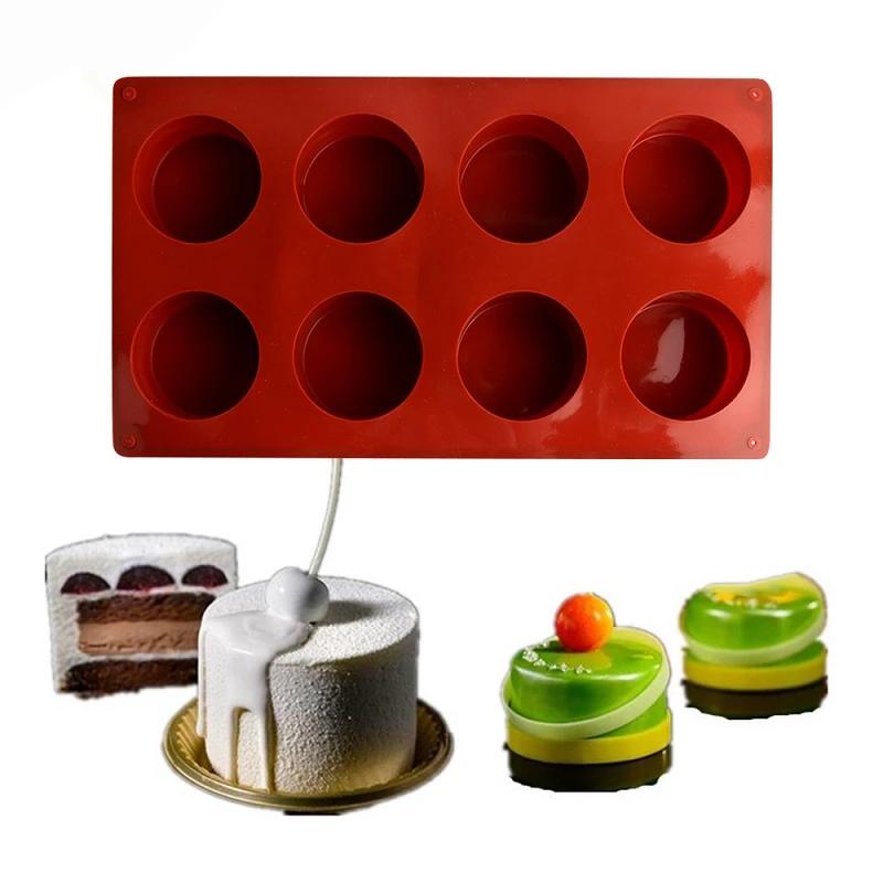3D Silicone Mold 8 Holes Pudding Cupcake Art Cake Mould Baking Pastry Mousse Chocolate Mold Cake Tools