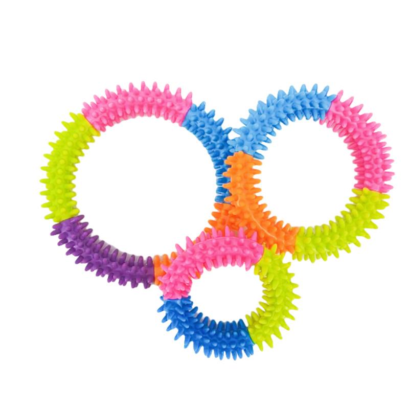 Cute Dog Toys Training Flying Discs Pet Ring Spiky Circle Ring Dog Bite-Chew Molar Cleaning Tooth Pet Supply Toy Dog Accessories