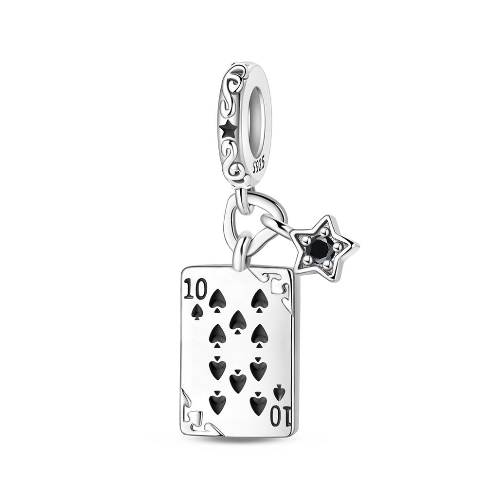 Originale Kupfer Spielkarten Anhänger Poker Joker Herz Pik Krone Perlenanhänger Passend für Armband Halskette Schmuck