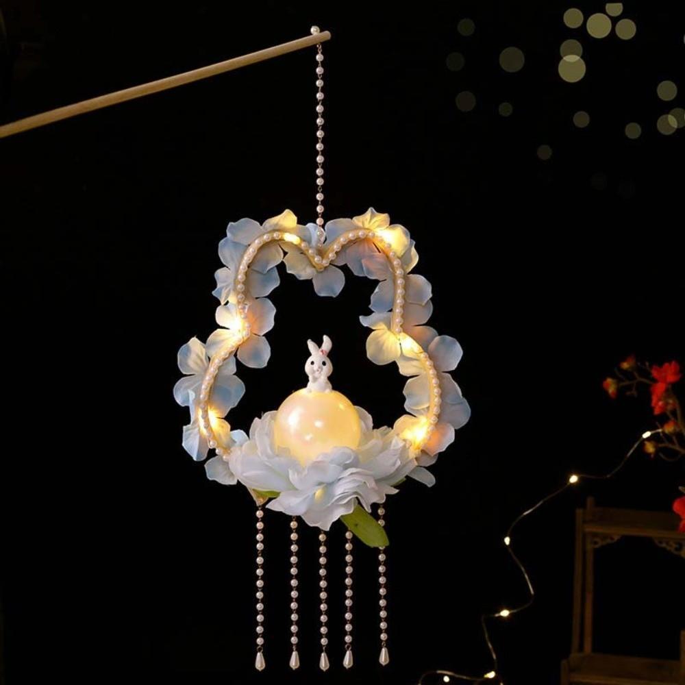 Chinese Lantern Handmade Bunny Lantern Luminous Glowing Flower Lamp Ancient Style Easy-to-Make Handheld Light Cosplay Props
