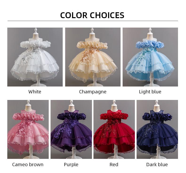 Girls' One-Shoulder Luxury Tulle Princess Formal Dress with Train