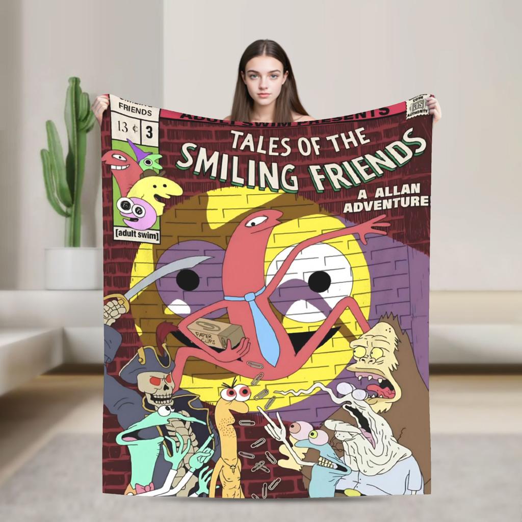 Smiling Friends Pim a Charlie Potisk Deky Pánské Dámské Super Měkké Útulné Přehozy do Obývacího Pokojí 50x60 Palců Více Velikostí