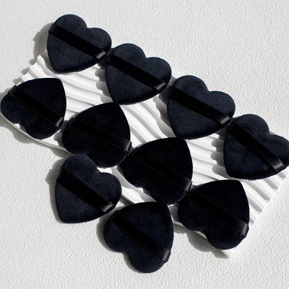 

Пуховки из бархата в форме сердца Сухое и влажное двойное использование 10 шт. Универсальный набор спонжей для макияжа, тональной основы и растушевки чёрный