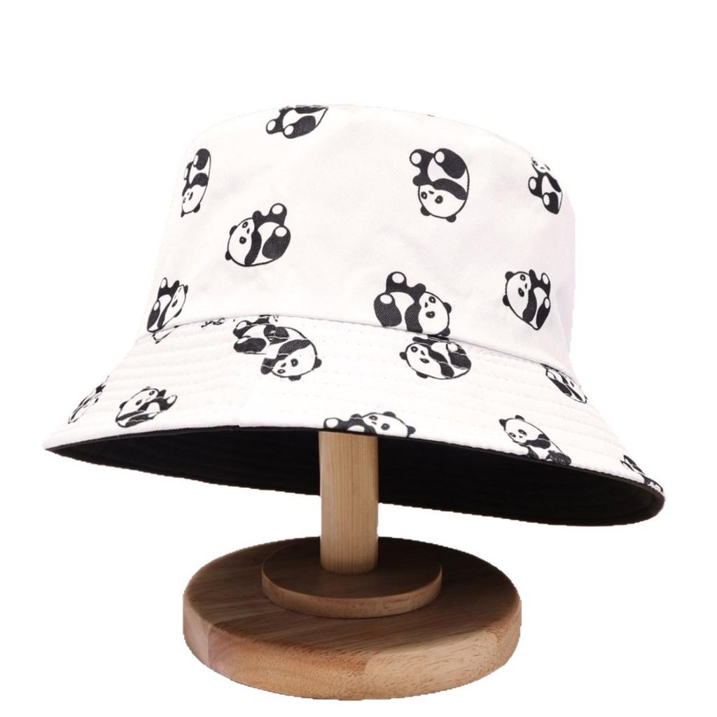 Shien Panda Pattern Print Bucket Hat Female Outdoor Travel Visor Double-Sided Can Be Worn