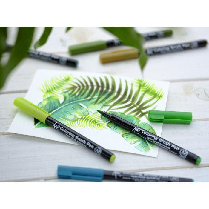 6 feutres - Pointe pinceaux - Koi Coloring Brush Pen Botanic colours - Sakura