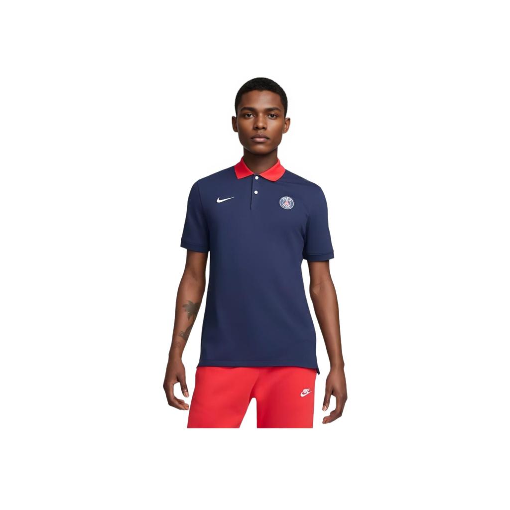 Nike Dri-FIT Soccer Polo Paris Saint-Germain Moisture-Wicking Comfortable Short Sleeve Polo Men tops Midnight-Navy FZ7245-410