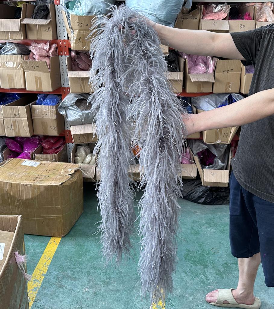 DIY 2M Blue Feathers Boa Ostrich Plumes Shawl 1/2/3/4/6Ply Wedding Drees Decoration Accessory Soft Fluffy Plume For Crafts White Boa