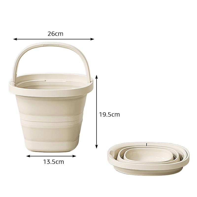 

Складное ведро для воды Усиленный утолщенный материал Большая вместимость Многоцелевое Портативное хранение Рыбацкое ведро Экономия места 5L бежевый