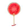 Watermelon Print Round Fan with Wooden Long Handle Portable Lightweight Outdoor Travel Camping Picnic Summer Handheld Paper Fan