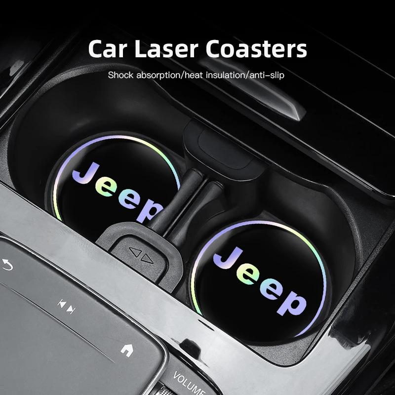 Für Jeep 2 Stück Auto-Getränkeuntersetzer Auto-Innenraum-Aufbewahrungsmatte Zubehör Für Jeep Renegade Compass Grand Cherokee Wrangler Patri