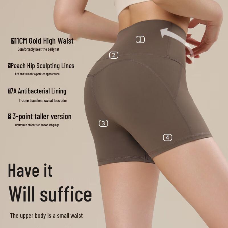 Women's High-Waist 3-Point Yoga & Sports Shorts