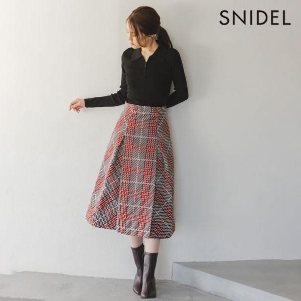 SALE50%OFF SNIDEL Bottoms Sustainable Roving Check Middle Skirt Middle Length swfs254144 swfs254143