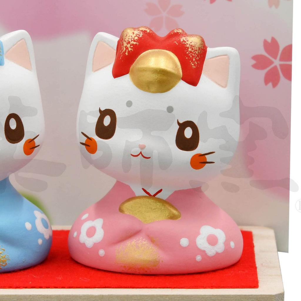 Yakushi Kiln Nishikisai Kitty Glockenspiel Holzpuppe Männlich Gesamtlänge 6cm Weiblich Gesamtlänge (mit Ständer) Puppe Puppe 5,5 cm