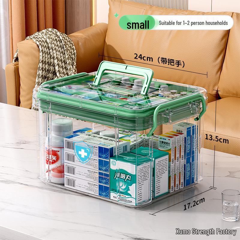 Family Pack Multi-layer Transparent Medicine Storage Box - Portable with Large Capacity