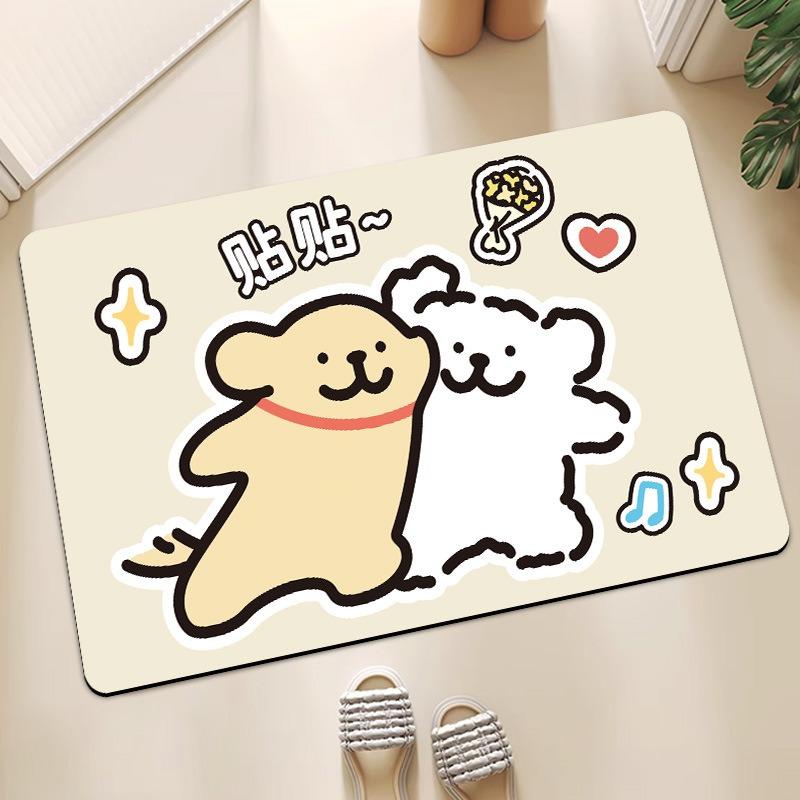 Funny Dog Diotomite Bath Mat Super Absorbent Washroom Quick Drying Carpet Non Slip Diatom Mud Rug Shower Room Easy Clean Doormat