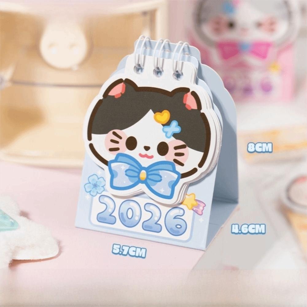 Cartoon Cat 2026 Desk Calendar Mini Schedule Planner Calendar Ornaments  Office Desk Accessories