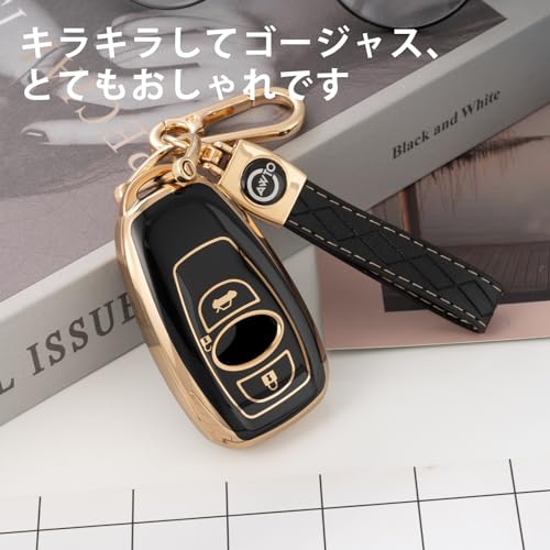 [Unhoke] Crosstrek Key Case, Forester Key Cover, Levorg, Impreza, Smart Key Case, Premium TPU, Stain and Scratch Resistant (Gold and Black)