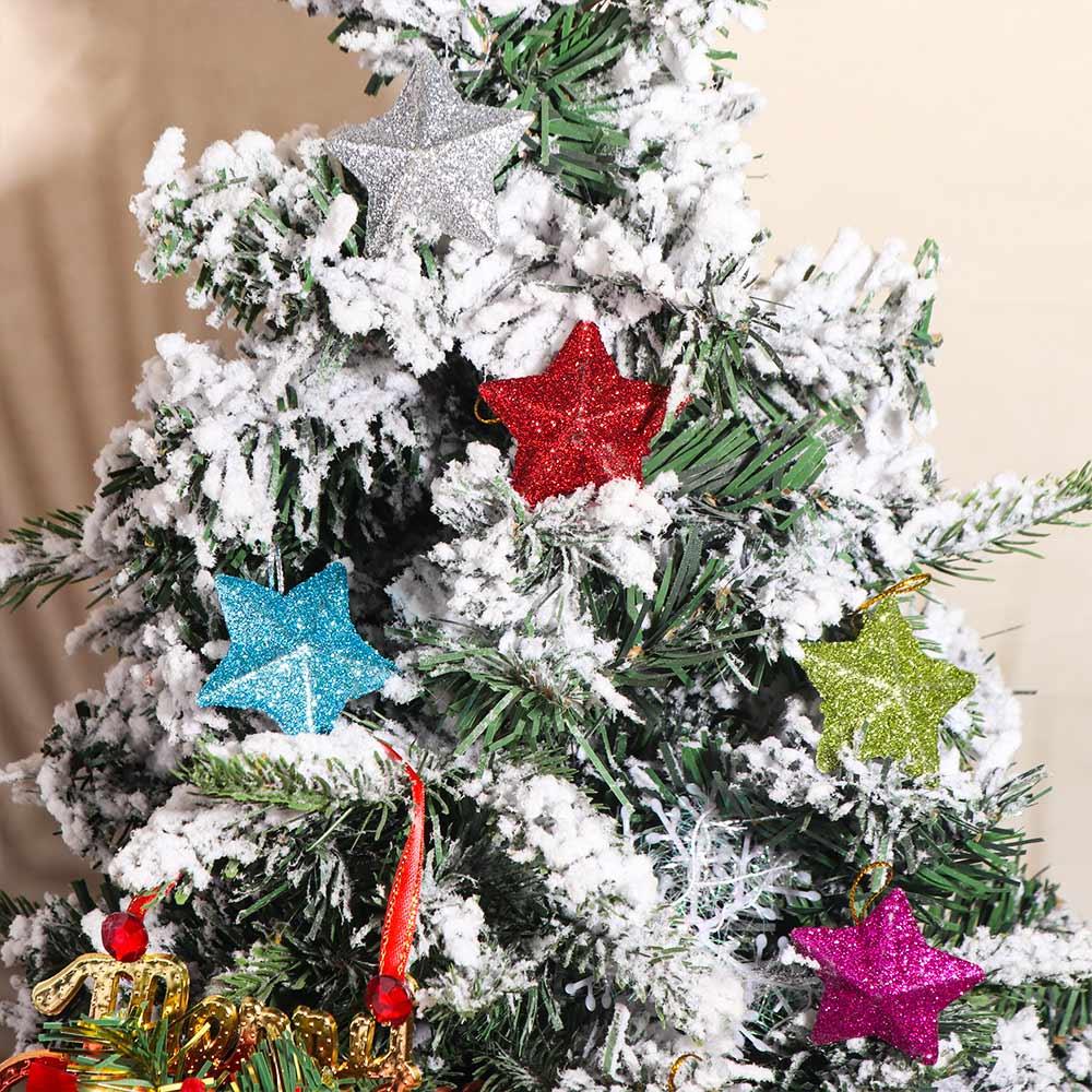 6pcs PVC Five-pointed Star Hanging Pendant 3D Star Hanging Pendant  Holiday