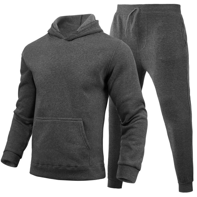 Frühling Herbst Slim Fit Einfarbig Hoodie Set Urban Casual Pullover Herrenbekleidung Hosen Sets