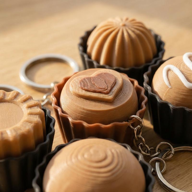 Cartoon Simulated Dessert Stress Relief Pass The Time Clicker Toys Pendant Decompression Keychain Backpack Decor Accessories