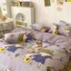 Fashion Bedding Set White Green Double Bed Linens Quilt Duvet Cover Pillowcase Queen Size Flat Sheet Classic Grid for Girl Boy