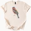 T-shirt Grafica Cardellino Colorato Uccello Canoro Realistico Arte Natura Maglietta Illustrazione Unica Fauna Selvatica Maglietta Regalo per Amanti degli Uccelli