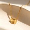 Geometric Fan Tassel Pendant Necklace in 18k Gold Plated Stainless Steel - Modern European & American Design