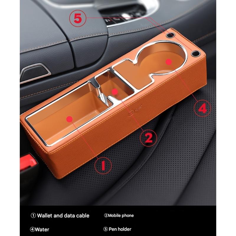 Universal Leather Vehicle Storage Solution For Driver Seat Area Works In Most Cars Stores Phone Sunglasses And Cup