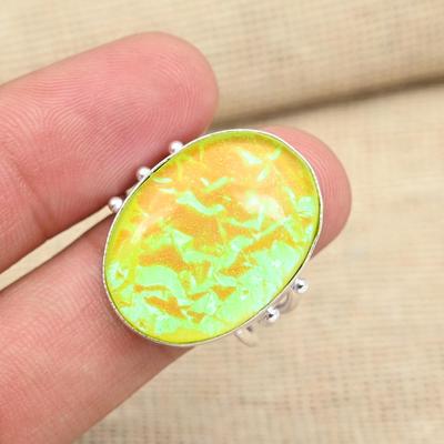 Unique Yellow Triplet Opal Gemstone 925 Sterling Silver Handmade Designer Ring Jewelry