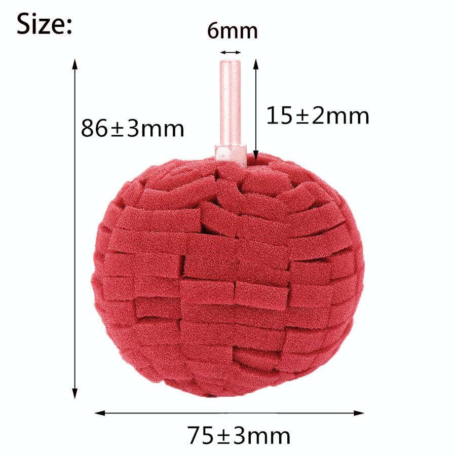 Universal 3Pcs Red Soft 3"(76mm )Buffing Ball Finishing Buff Polishing Pad For Car Polishing