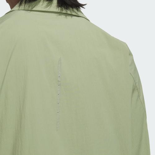 adidas Men's Casual Solid Color Long-Sleeve Jacket with Zipper Design - Green