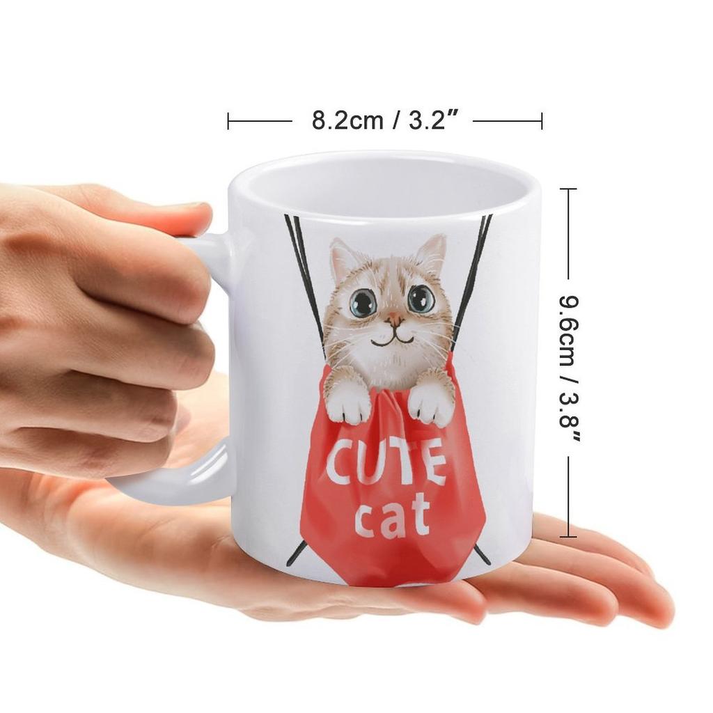 1Pack 11oz White Ceramic Mug Featuring Clear Double-Side Printed Style Reliable Coffee Cup For Home Office Use