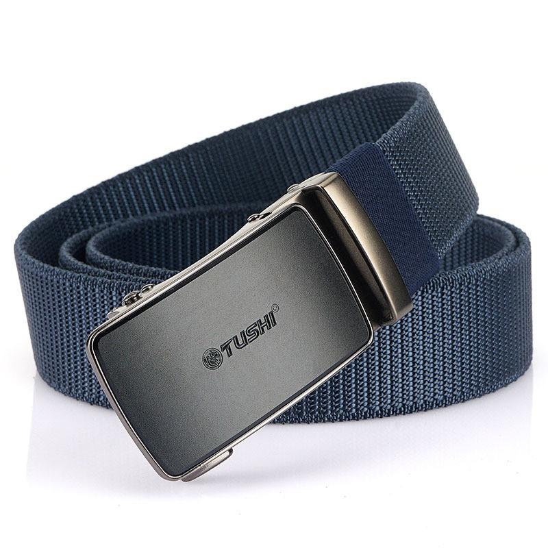 Automatic Buckle Elastic Nylon Waist Belt Outdoor Training Men's Pants