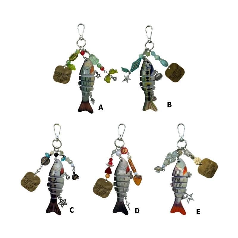 Innovative Fishing Baits Inspired Keychain with Dynamic Structure Sea Star and Beads Key Holder Everyday Accessory